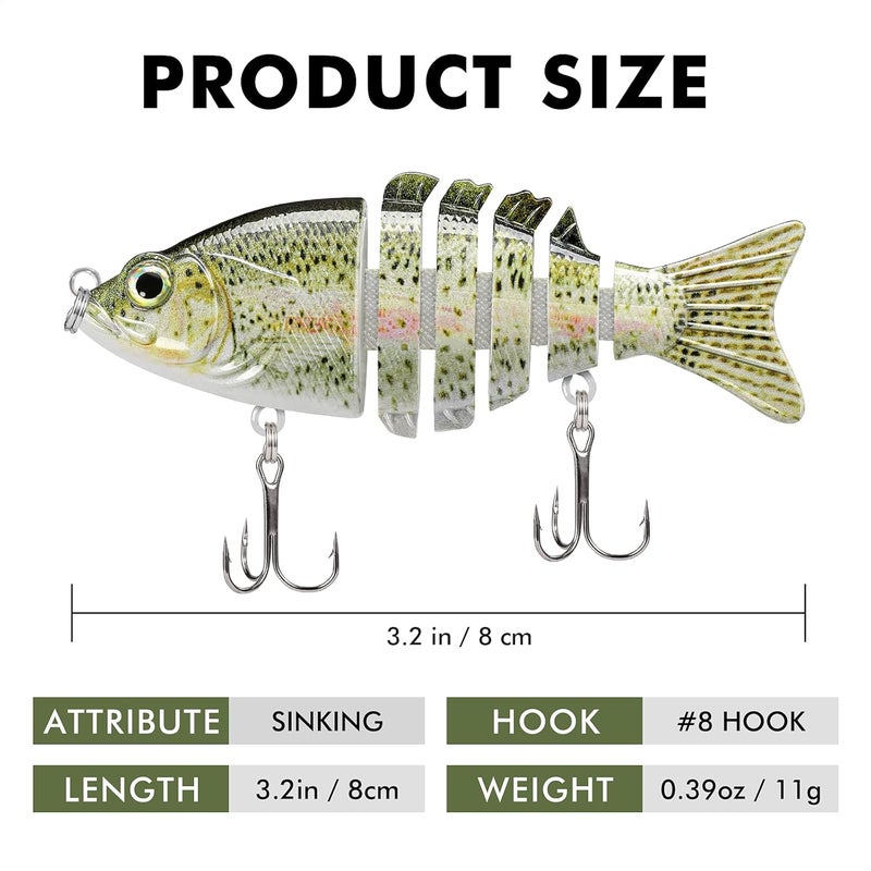 TRUSCEND Easy Catch SwimMax with BKK Hooks, Magic Noisy Wiggling and Vibrating Actions for More Bites, Lifelike Fishing Lures for Bass Trout Walleye Crappie, Strongest Dyneema Fiber Jointed Swimbaits - Image 2